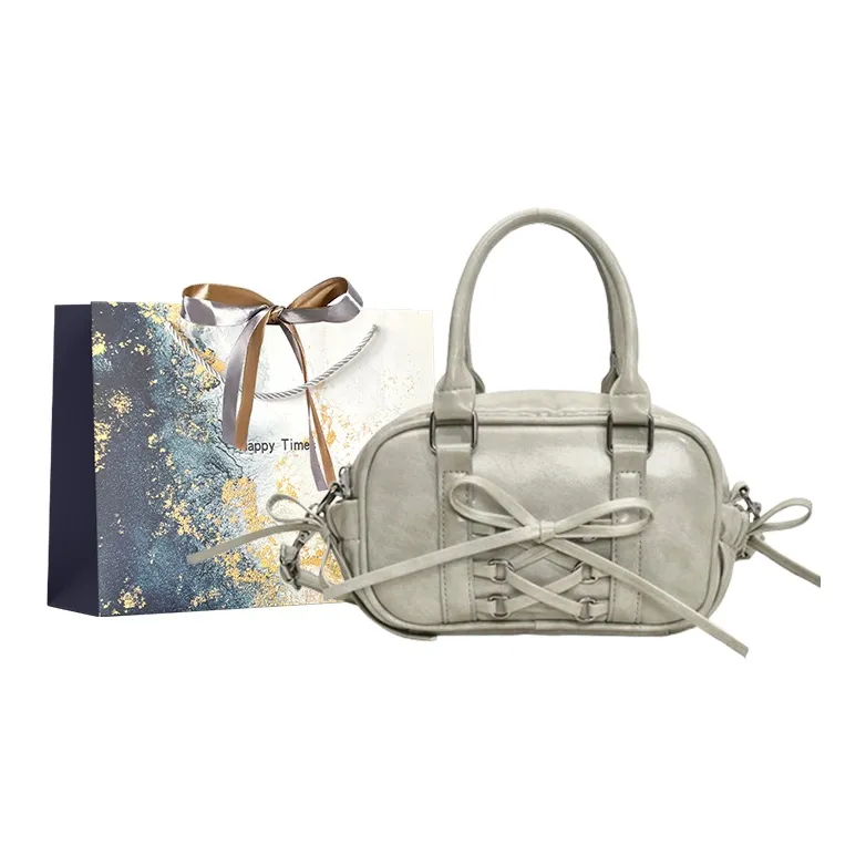 Iman's House PU Bowling Bag Shoulder Bag Handbag Women's Pink/Gray Blue/Ecru Black-5
