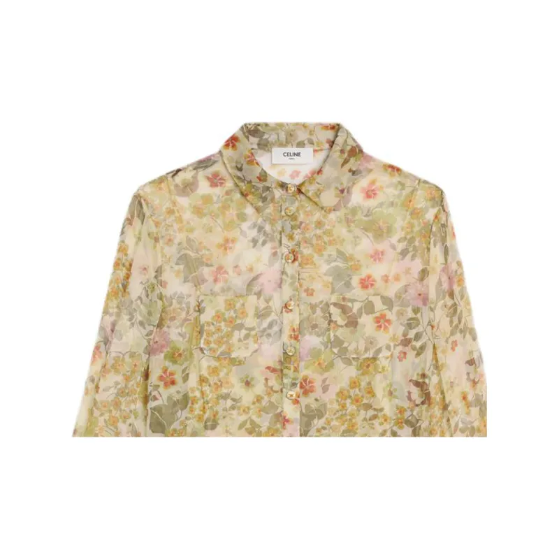 CELINE Long Shirt Dress In Silk Crepon-3