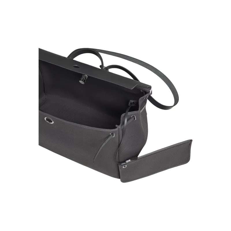 HERMES Herbag Zip Militaire Canvas With Hunter Cow Leather One Shoulder Handbags Regular Men's Slate Gray-4