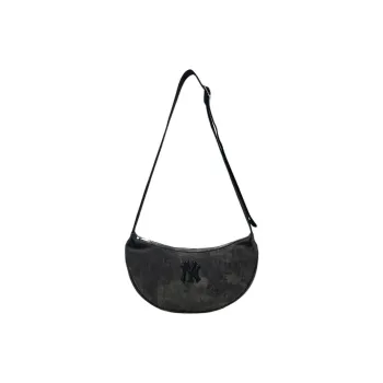MLB Denim Shoulder Bag Unisex Charcoal Gray/Linen Sandy Brown