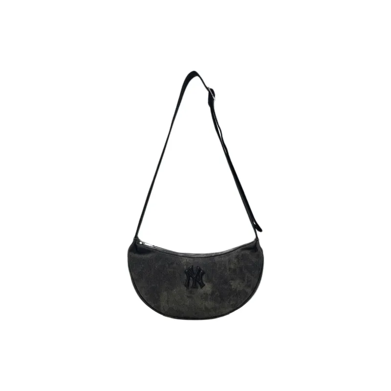 MLB Denim Shoulder Bag Unisex Charcoal Gray/Linen Sandy Brown-0