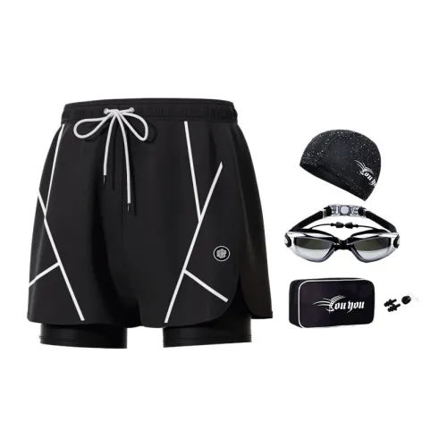 Youyou Swimming Sets Polyester, Elastane Summer Seaside Beach Men's Black