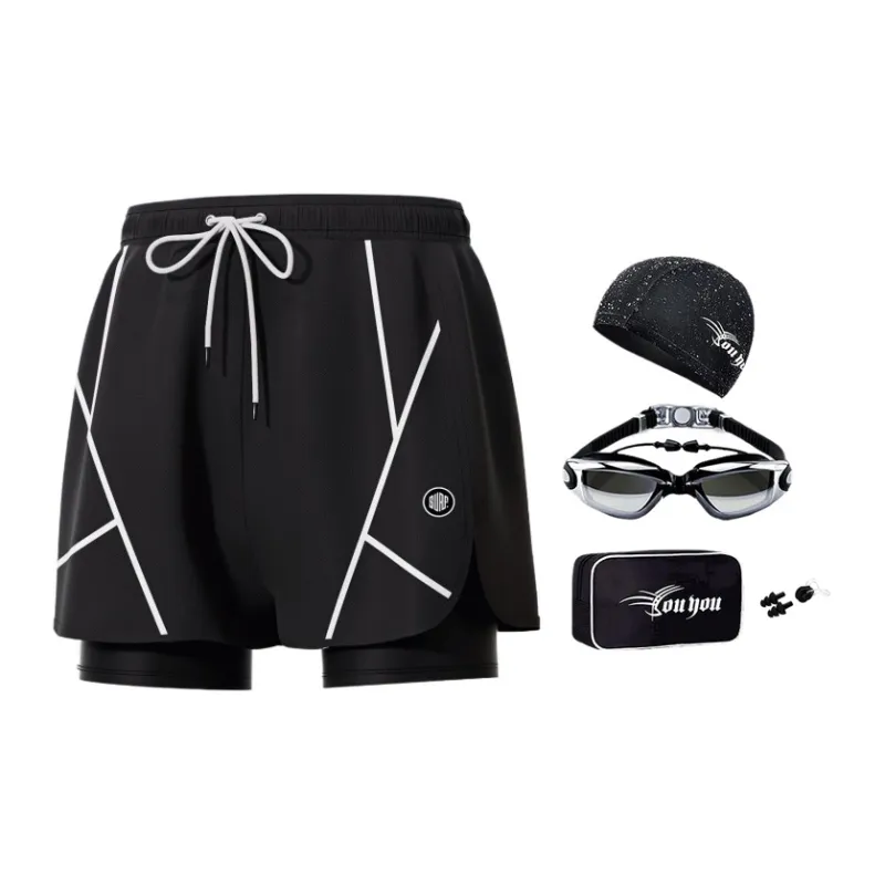 Youyou Swimming Sets Polyester, Elastane Summer Seaside Beach Men's Black-0