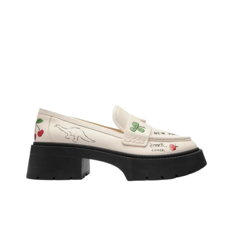 COACH Leah Sketch Casual Single Shoes 5.5cm Women's White-1