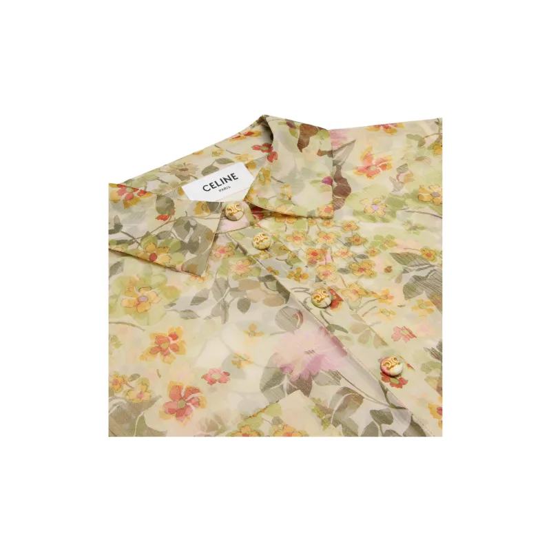 CELINE Long Shirt Dress In Silk Crepon-2
