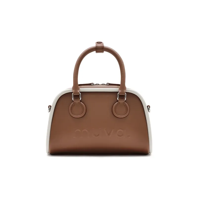 MUVA Cow Leather Crossbody Handbags Medium Size Women's Vintage Red/Vintage Brown-4