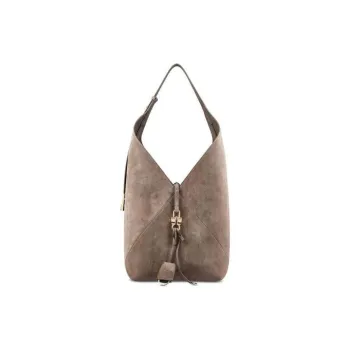 FERRAGAMO GANCINI Suede Tote Bag, Shopping Bag, Handbag Women's Gray