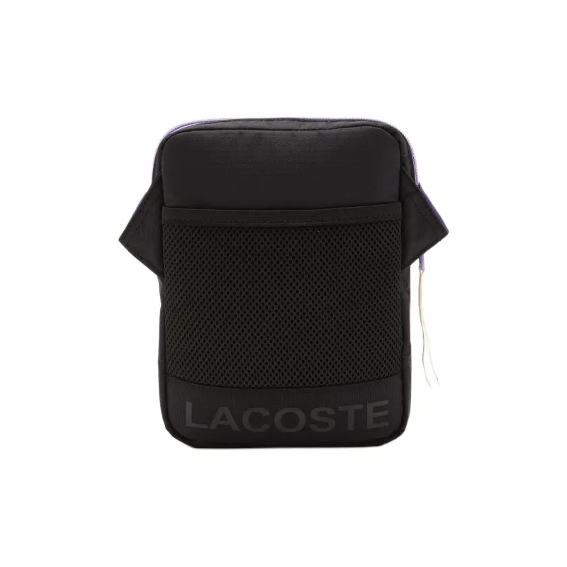 LACOSTE Polyamide Messenger Bag, Shoulder Bag Men's Black & Purple-2