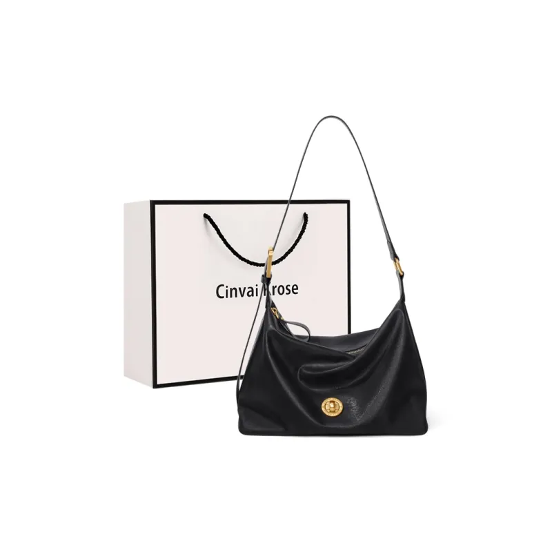 CinvaiKrose Synthetic Leather Shoulder Bag, Crossbody Bag, Tote Bag Medium Size Women's Coffee/Black-6