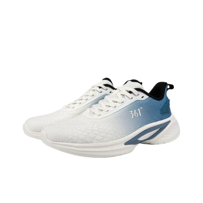 361° Cushioning Anti-Slip And Wear-Resistant Low-Top Running Shoes Men's White Blue-2