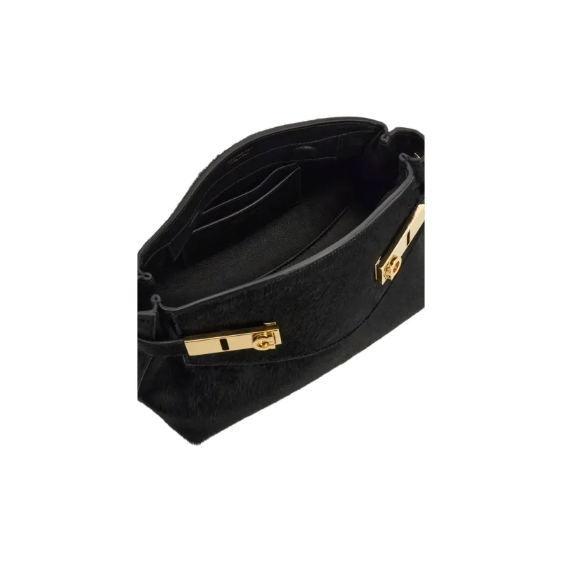 FERRAGAMO Horse Leather With Calfskin Crossbody Bag Shoulder Bag Mini Women's Black-4