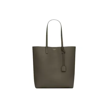 SAINT LAURENT Leather Tote Bag, Shopping Bag, Shoulder Bag Regular Women's Olive Green