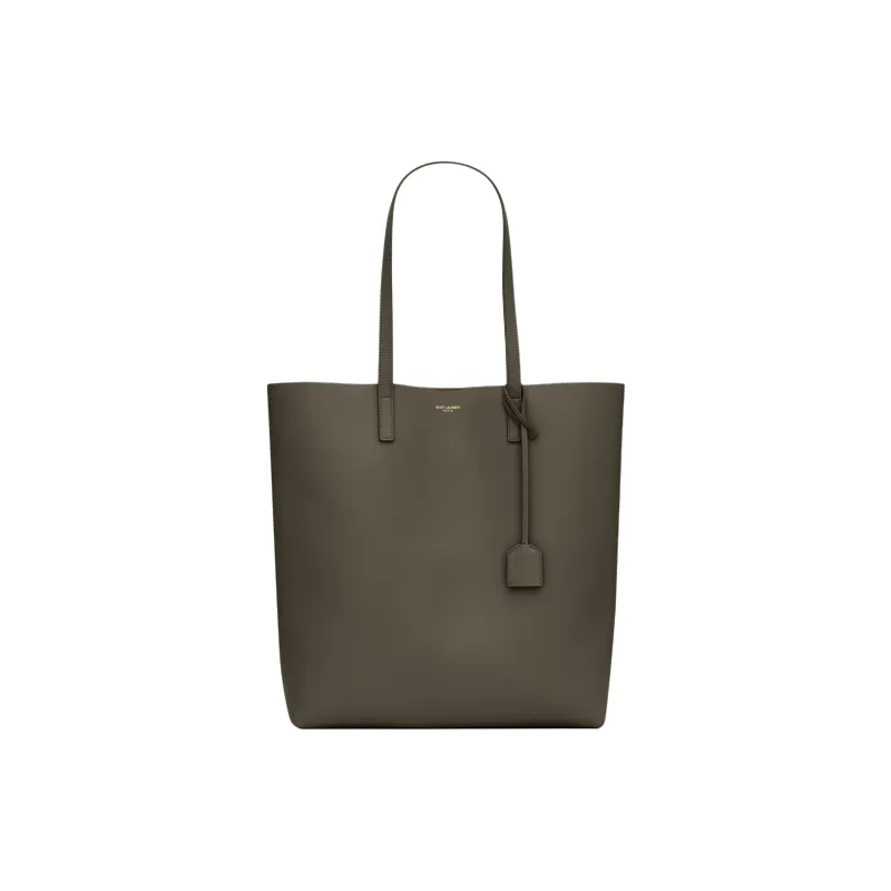 SAINT LAURENT Leather Tote Bag, Shopping Bag, Shoulder Bag Regular Women's Olive Green-0