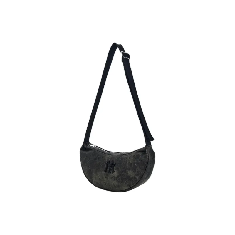 MLB Denim Shoulder Bag Unisex Charcoal Gray/Linen Sandy Brown-1