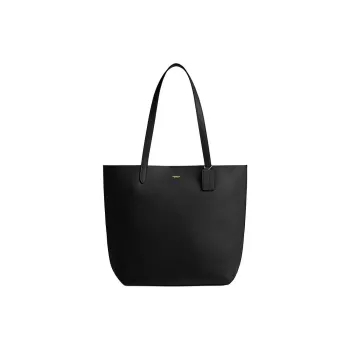 COACH Manhattan Natural Grained Texture Leather Tote Bag, Shopping Bag, Handbag, Shoulder Bag Large Size Women's Black