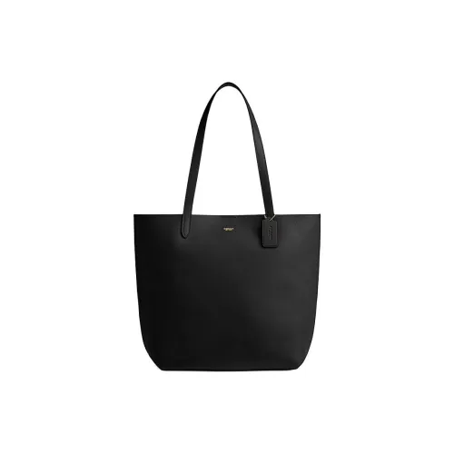 COACH Manhattan Natural Grained Texture Leather Tote Bag, Shopping Bag, Handbag, Shoulder Bag Large Size Women's Black
