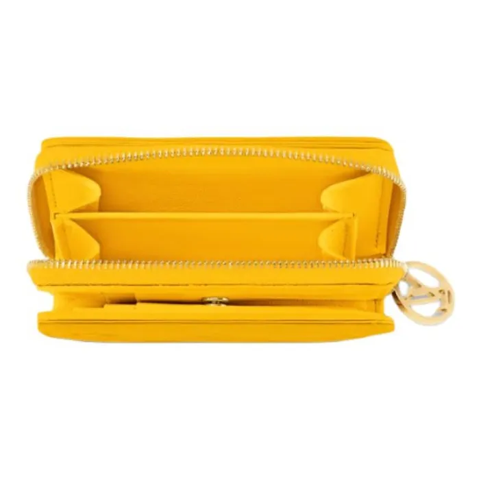 LOUIS VUITTON Sheepskin Wallet Women's Silver Apricot Yellow-3