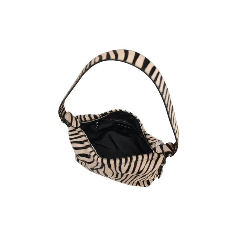 ZARA Cow Leather Shoulder Bag Regular Women's Beige & Black-3