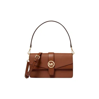 MICHAEL KORS Greenwich Cow Leather Crossbody Bag, Shoulder Bag Medium Size Women's Brown