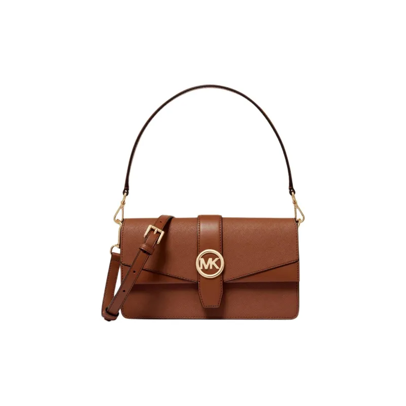 MICHAEL KORS Greenwich Cow Leather Crossbody Bag, Shoulder Bag Medium Size Women's Brown-0
