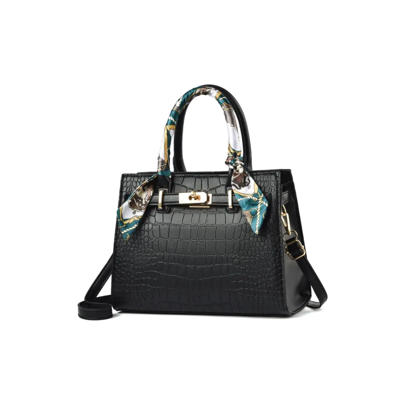 GATOER PU Handbag Women's Black/Khaki/Gray/Emerald Green/Burgundy Greeting Card Includes Silk Scarf-0