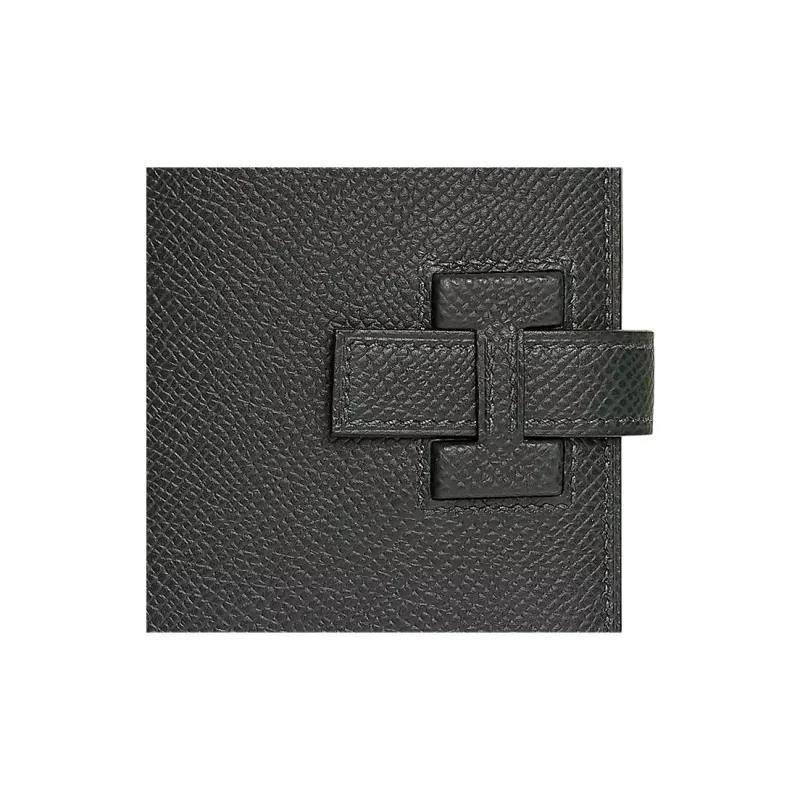 HERMES New H Passant Epsom Calfskin Wallet Unisex 67 Vert Fonce Dark Green-2