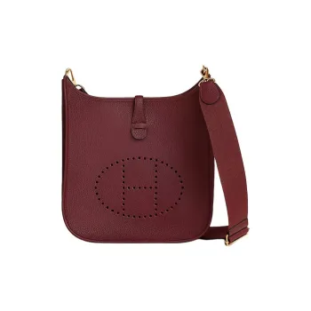 HERMES Evelyne Clemence Bullock Leather Shoulder Bag Women's 55 Rouge Hermes Red