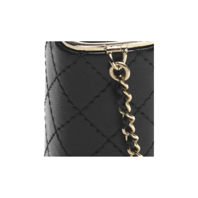 CHANEL Lambskin Rhinestone Pearl Lipstick Bag, Shoulder Bag, Crossbody Bag Women's Black-3