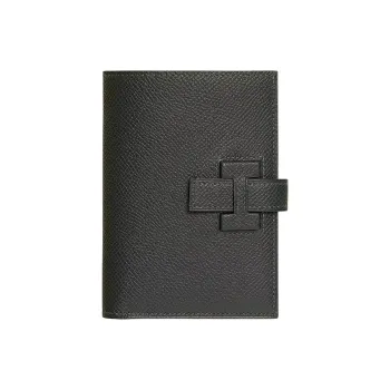 HERMES New H Passant Epsom Calfskin Wallet Unisex 67 Vert Fonce Dark Green