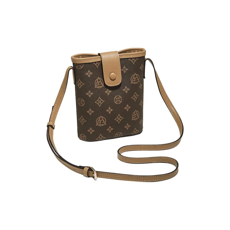 Old Man's Head Synthetic Leather Crossbody Bag Women's Gray/Coffee-9