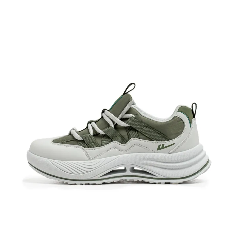 Warrior Height Increasing Wear Resistant Lightweight Slip Resistant Low Top Chunky Sneakers Men's White Green-0