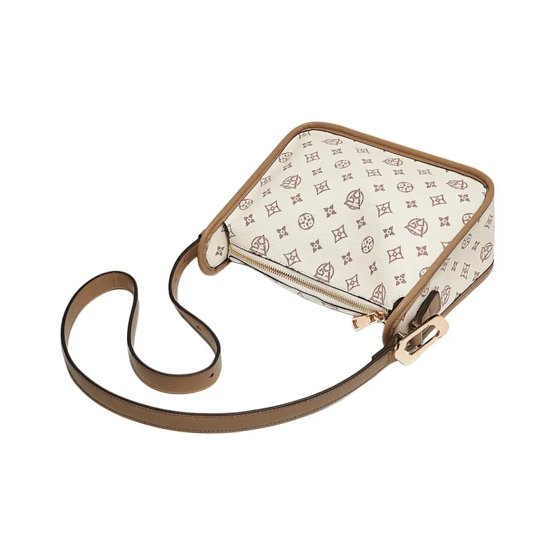 Old Man's Head Synthetic Leather Shoulder Bag Women's Beige-5
