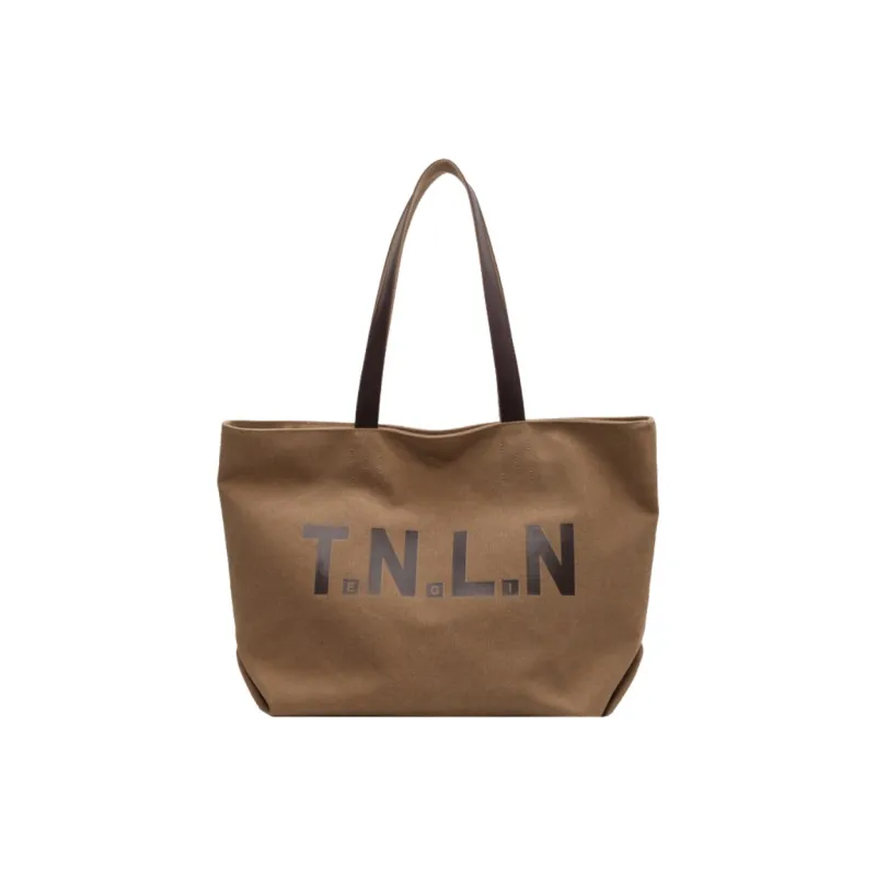 Tonlion Nylon Fabric Shoulder Bag Regular Unisex Black/Khaki-0
