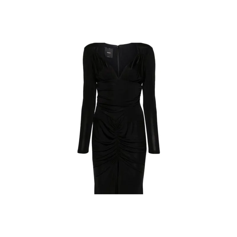 PINKO V-neck Ruched Maxi Dress-3
