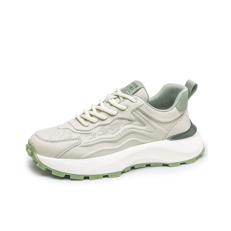 SENGUIBUCK Slip Resistant Breathable Height Increasing Low Top Chunky Sneakers Men's Gray Green-1