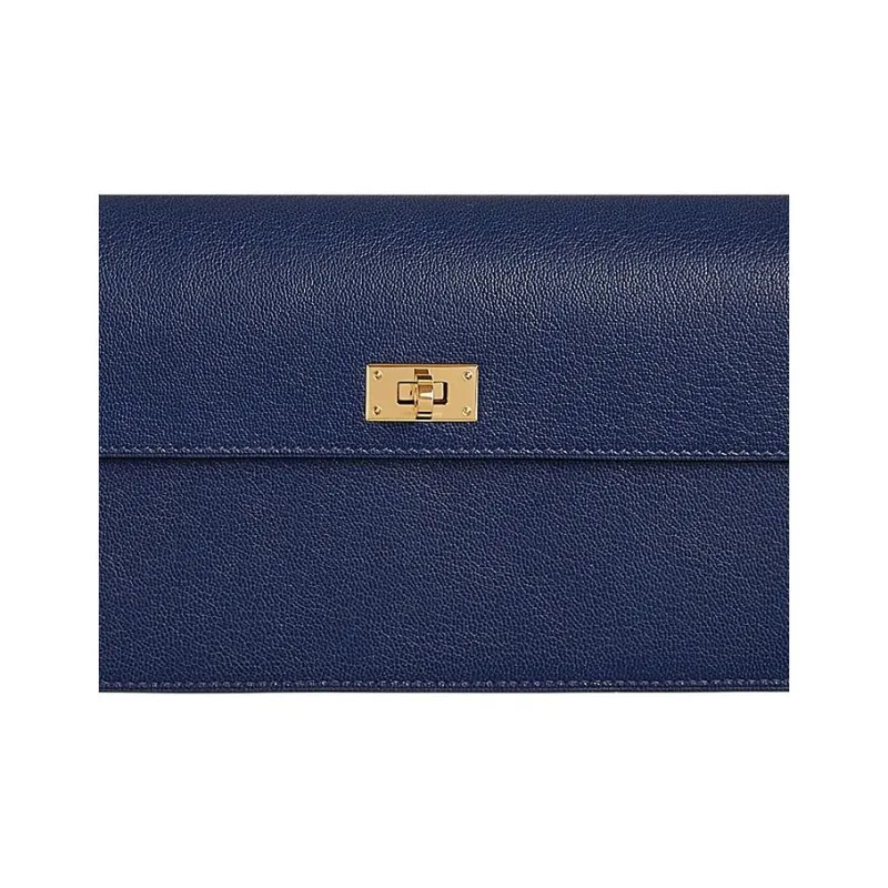 HERMES Kelly Pocket Chamkila Goat Skin Wallet Women's 73 Bleu Saphir Sapphire Blue-3