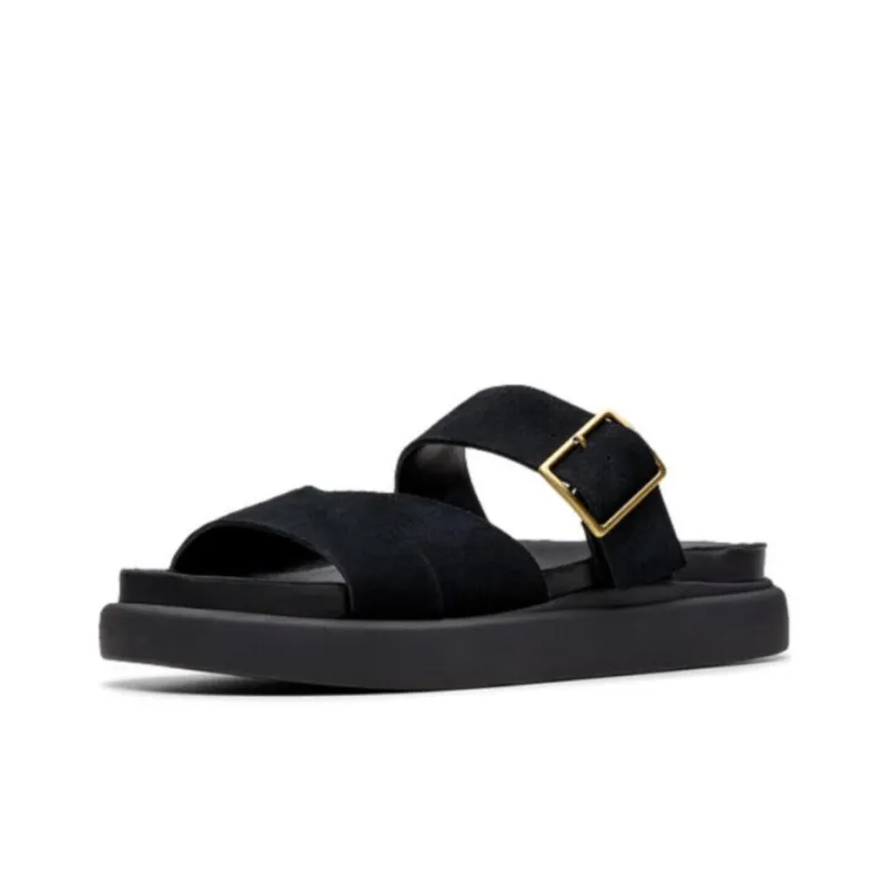 Clarks Rubber Sole Slip Resistant Slide Slippers Women's Black-1