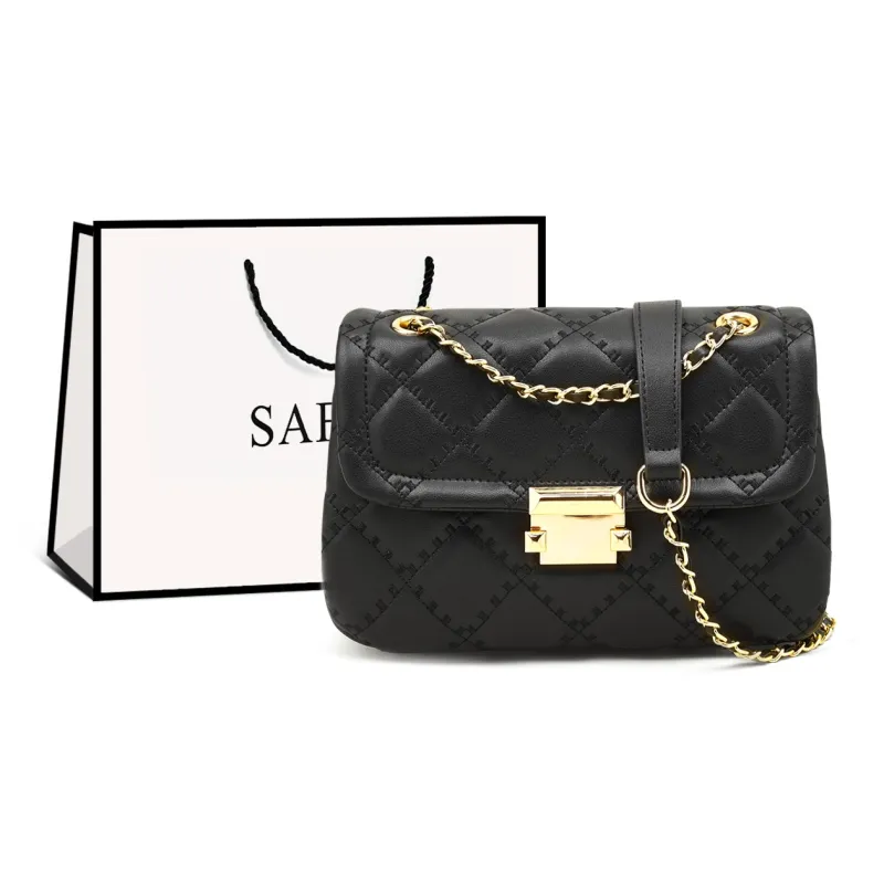 Safiya Cow Leather Handbag Crossbody Bag Small Size Women's White/Black-4