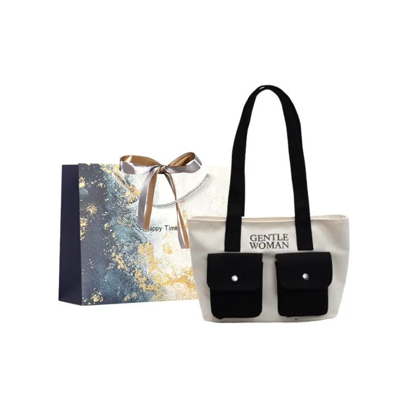 Iman's House Fabric Shoulder Bag Regular Unisex Ecru/Black/Black & White/White & Black-5