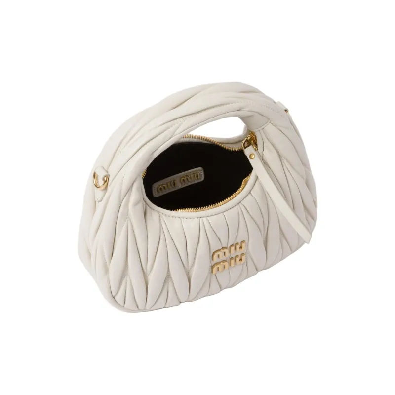 MIU MIU Wander Series Sheepskin One Shoulder Handbag Mini Women's White-4