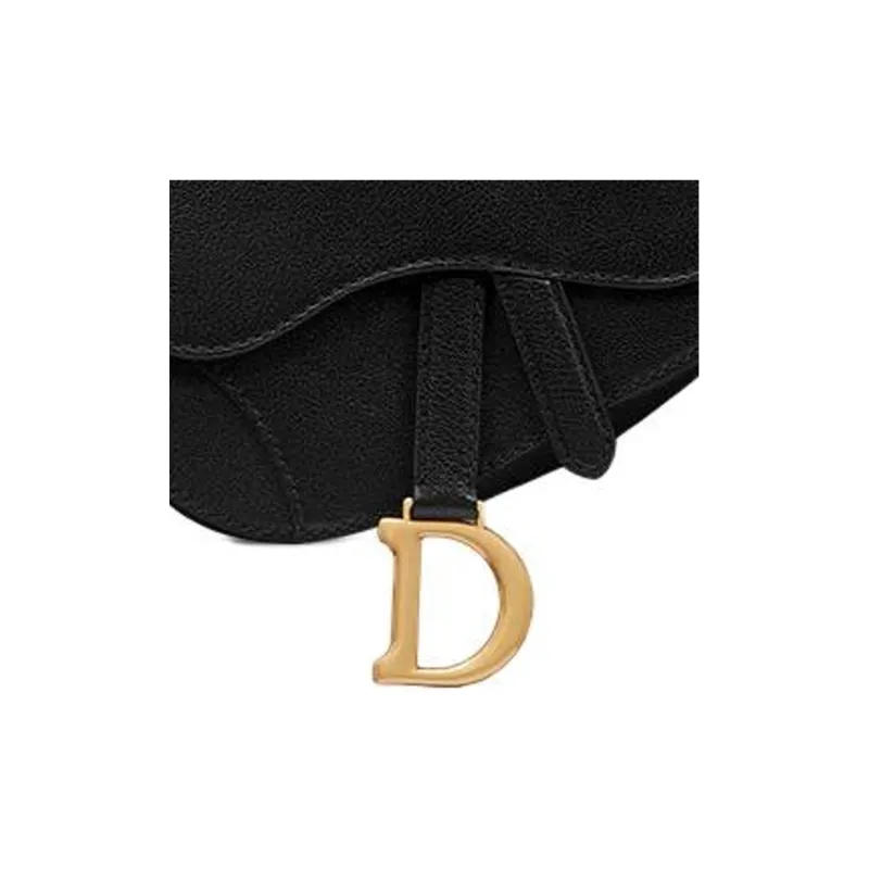 DIOR Goatskin Saddle Bags Shoulder Bags Mini Women's Black-4