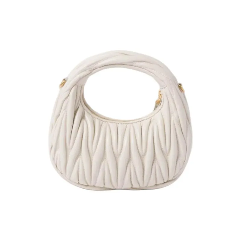 MIU MIU Wander Series Sheepskin One Shoulder Handbag Mini Women's White-3