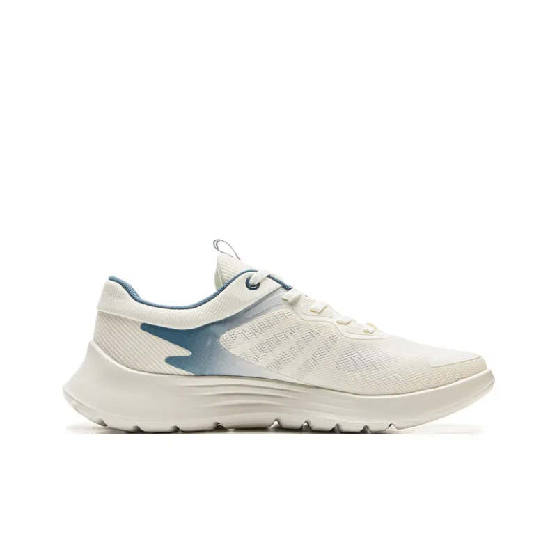LiNing Cushioned Wear-Resistant Breathable Low-Top Casual Running Shoes Men's Mist White Evergreen-1