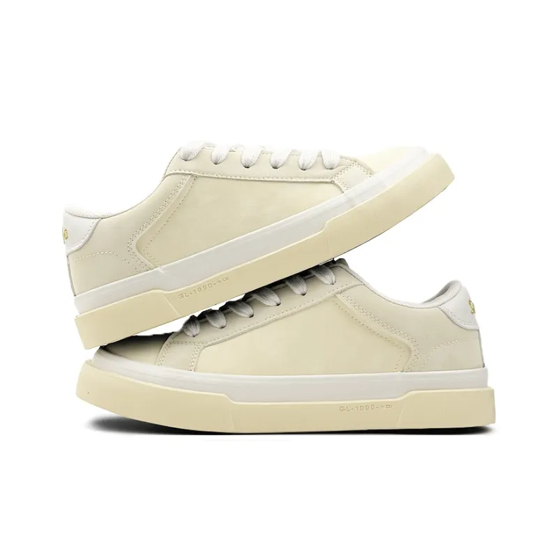 Mengsai Anti Slip Wear Resistant Low Top Skateboard Shoes Men's Almond Yellow-4