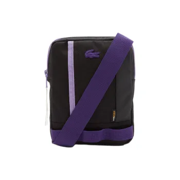 LACOSTE Polyamide Messenger Bag, Shoulder Bag Men's Black & Purple