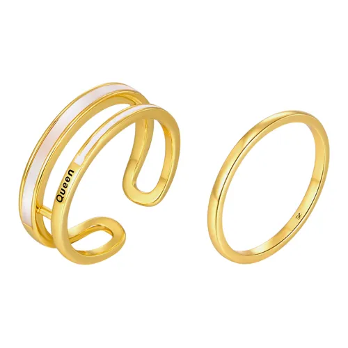 ZEGL White Shell Copper Electroplated 14K Gold Rings Women's