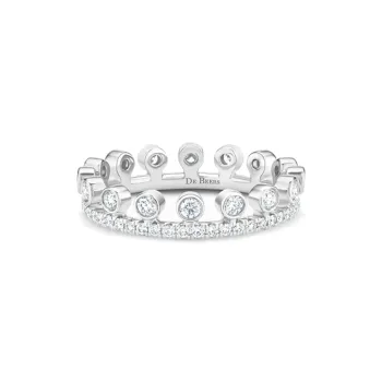 De Beers 18kt White Gold Dewdrop One Line Diamond Pave Band
