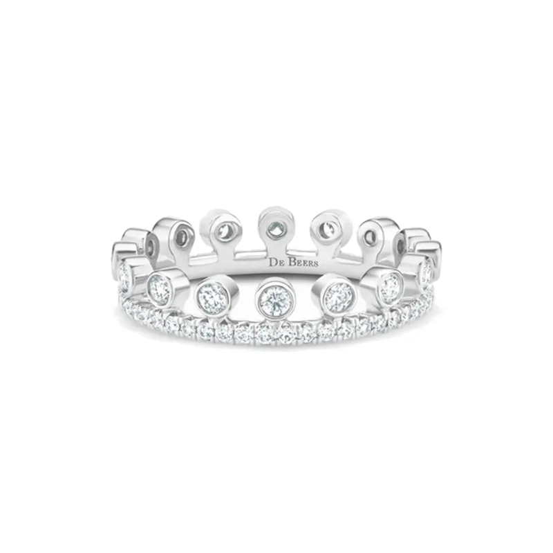 De Beers 18kt White Gold Dewdrop One Line Diamond Pave Band-0