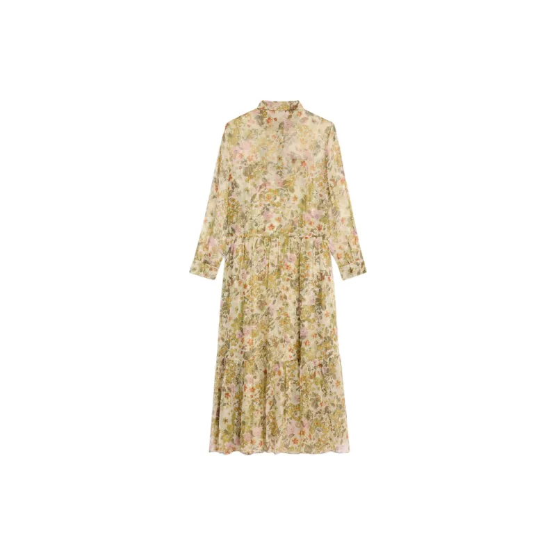 CELINE Long Shirt Dress In Silk Crepon-1