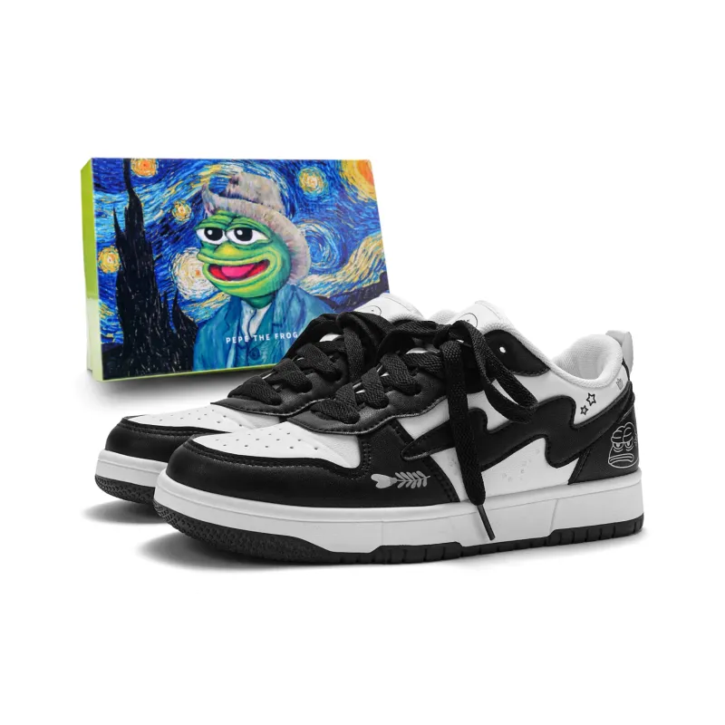 Pepe The Frog Low Top Skateboard Shoes Unisex-0